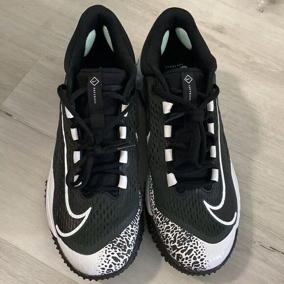 NEW-Nike-Alpha Huarache Elite 4 FastpitchTurf Shoes Black & White-womens Size 11 - Picture 6 of 16